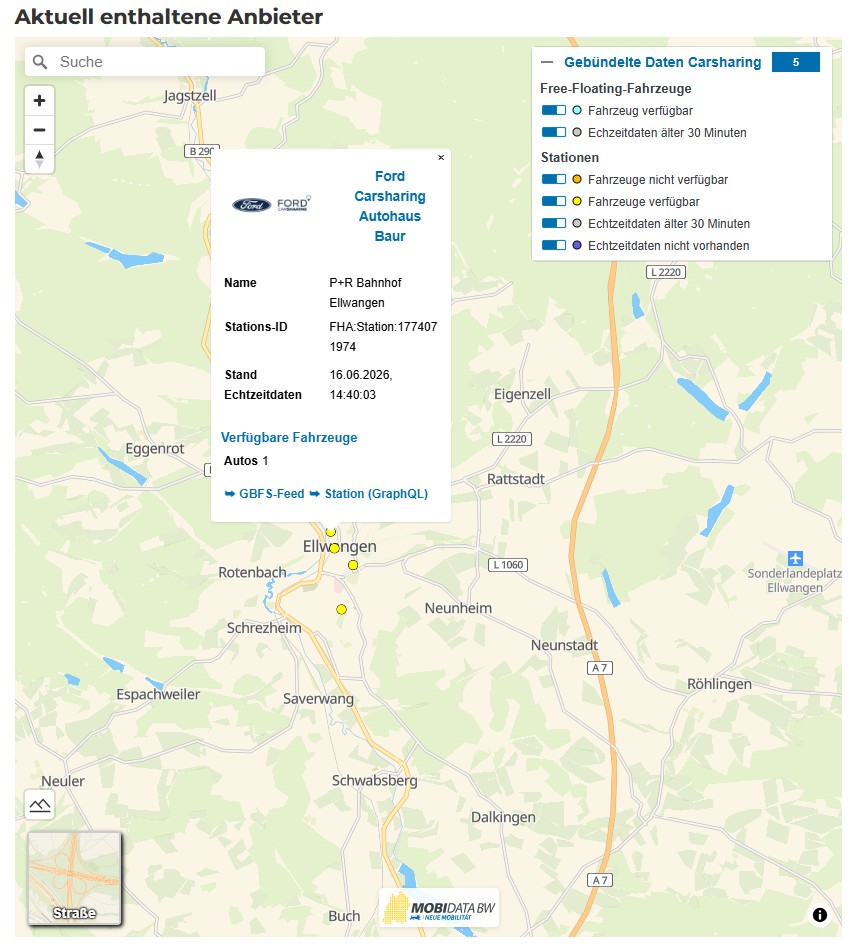 Carsharing in Ellwangen bei MobiData BW